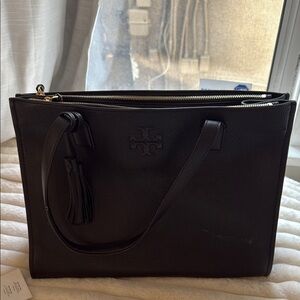Tory Burch Black Structured Tote Bag